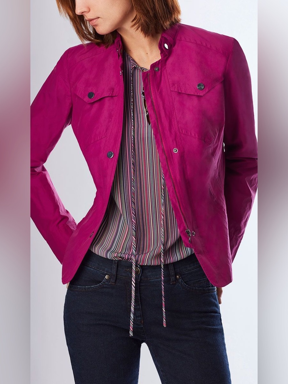 Etcetera Vibrant Magenta Utility Jacket Bright Pink Fall Techwear Core Coat